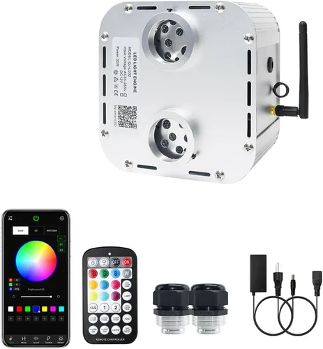 Miniatura 17 de AZIMOM Fuente de Luz de Fibra Óptica Centelleante de Alta Luminosidad 50W Motor Driver de Caja de Luz RGBW Control Remoto Bluetooth/RF Modo Sensor