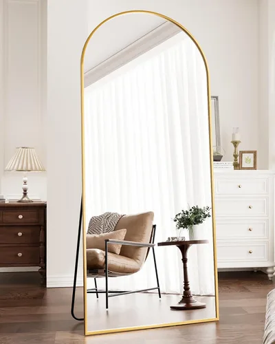 Miniatura 23 de Espejo de Cuerpo Completo, 71"x26" Espejo Arqueado de Cuerpo Completo, Espejo de Arco con Soporte, Espejos de Pie Grandes, Espejos de Cuerpo Dorado