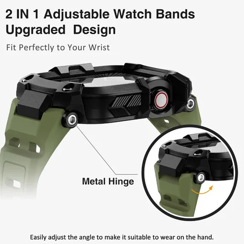 Miniatura 36 de ULTIMAL - Correa resistente con estuche para Apple Watch de 44 mm, correa protectora a prueba de golpes de grado militar para hombres, correa