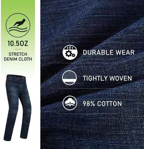 Miniatura 4 de ILM Pantalones de Motocicleta Dirt Bike para Hombres CE Blindados Equipo de Conducción de Motocross Jeans Motocicleta Aventura Touring Pantalón Azul
