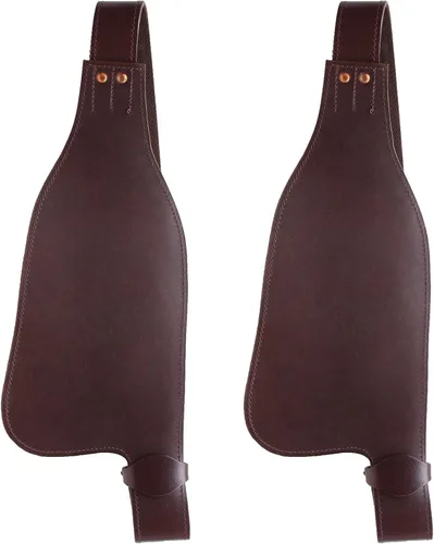 Miniatura 3 de CHALLENGER Horse Western Leather Replacement Saddle Fenders Pair 52FenderV Mahogany Tooled