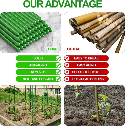 Miniatura 6 de WAENLIR Estacas para plantas de jardín, para soporte, para tomates, 5 pies / 1.52 metros, Paquete de 50