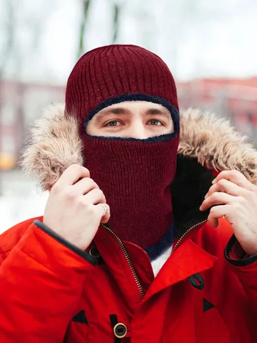 Miniatura 16 de Pasamontañas de punto calentador resistente al viento sombrero que cubre la cara para hombres mujeres forro polar deportes al aire libre