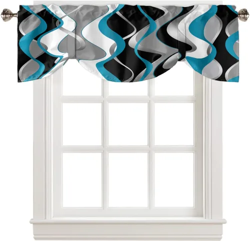 Cenefas de cortinas con lazos para ventanas, cenefas cortas geométricas geométricas de color blanco, cortinas de cocina abstractas modernas,