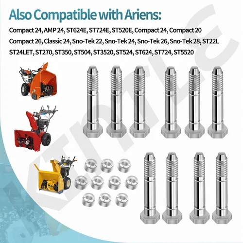 Miniatura 5 de 53200500 Pasadores de corte con tuercas (1-9/16 pulgadas x 1/4 pulgadas) compatibles con Ariens AM123342, 532005, 53200500, 510016, 51001600