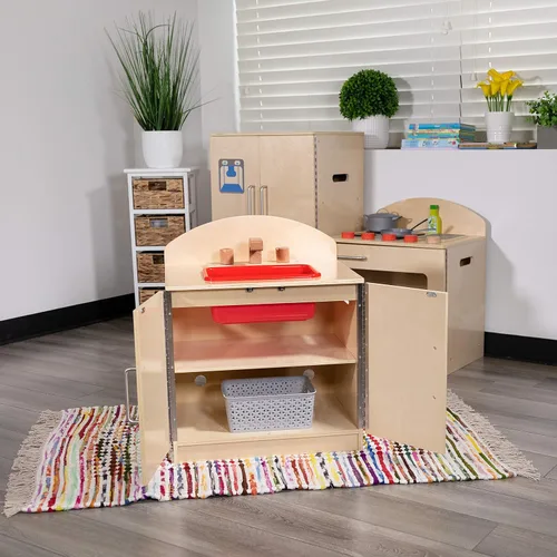 Miniatura 9 de Flash Furniture Hercules - Fregadero de cocina de madera para niños para uso comercial o doméstico, seguro, diseño apto para niños