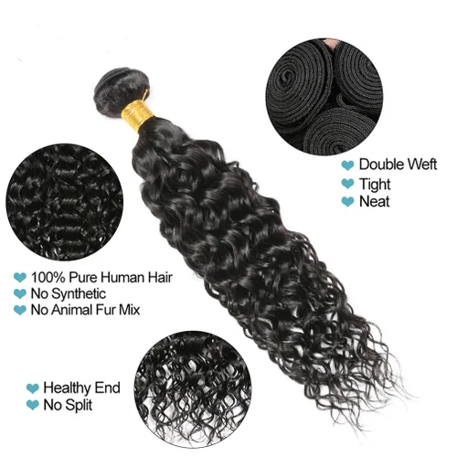 Miniatura 2 de Borchan Water Wave 3 Paquetes Cabello Humano Húmedo y Ondulado Cabello Humano 3 Paquetes para Mujeres Negras 16 18 20 Pulgadas Paquetes Brasileños
