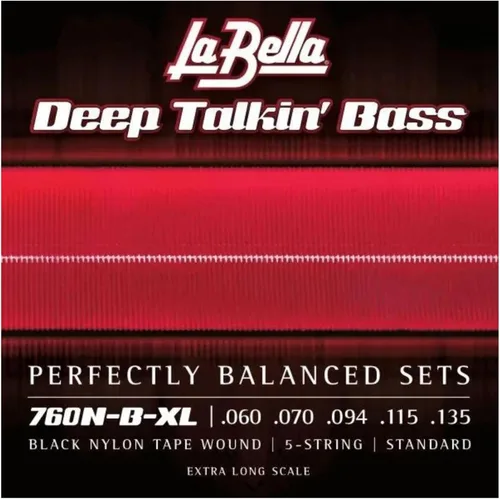 La Bella 760N-B-XL - Cuerdas para bajo y bajo de conversación profunda, 0.060-.135 extra largas de 5 cuerdas