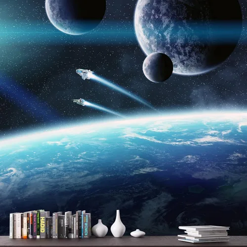 Miniatura 45 de NWT Calcomanía removible para pared, diseño de nube galáctica, estrella, nebulosa, fantasía, ciencia ficción, astronomía y arte espacial, arte