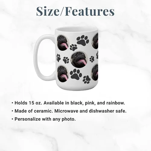 Miniatura 4 de Let's Make Memories Taza de fotos personalizada, estampado de huellas de mascotas, para padres de perros y gatos, Honor Furry Friends, taza de café