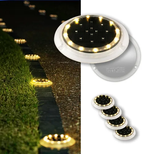 Miniatura 9 de SHONELIGHTING Luces Solares para Muelle, Disco LED Súper Brillante para Exteriores, Impermeables, Antideslizantes y Antitropiezos, Perfil Bajo Plano