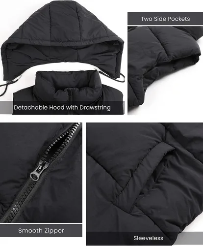 Miniatura 2 de Lentta Chaleco acolchado sin mangas para invierno cálido con capucha para mujer