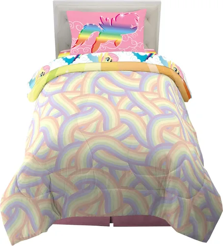 Miniatura 2 de Franco Juego de sábanas y edredón de microfibra súper suave para niños, 4 piezas, tamaño individual, unicornio My Little Pony Mi pequeño poni