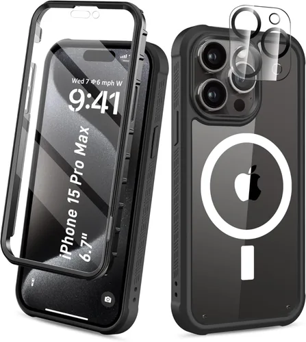 Miniatura 44 de Funda para iPhone 15 de cuerpo completo, protector de pantalla integrado, con protector de lente de cámara, [antiamarilleamiento], funda protectora