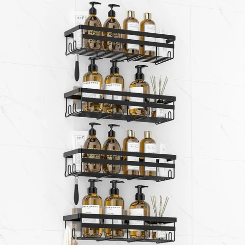 Miniatura 8 de WOWBOX Paquete de 2 organizadores de ducha – Estante de ducha colgante adhesivo – Organizadores y almacenamiento de baño y cocina, estantes de ducha
