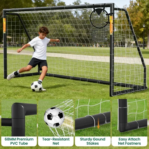 Miniatura 4 de NAIZEA Portería de fútbol – Portería de fútbol de 12 x 6/10 x 6/8 x 6/6 x 4 pies para patio trasero, portería de fútbol portátil y resistente a