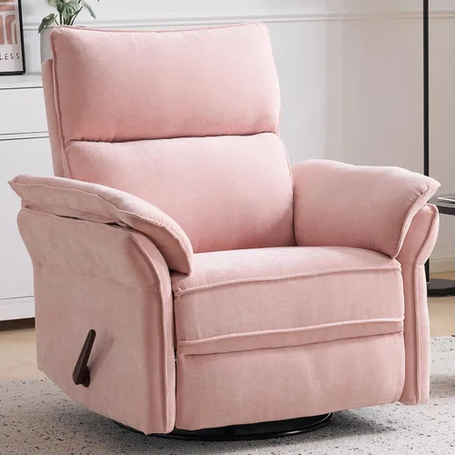 Miniatura 13 de Rocking Chair Nursery with Adjustable Headrest,Manual Swivel Rocker Recliner Nursery Chair with Overstuffed Armrest,Glider Rocker Recliner for