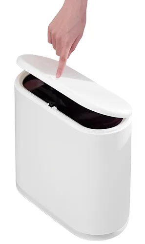 Miniatura 8 de Sooyee - Contenedor de basura de plástico rectangular con tapa a presión, para baño, tocador, dormitorio, cocina, taller, oficina, 10 litros, negro