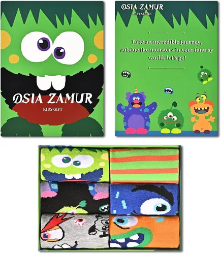 Miniatura 2 de Dsia Zamur Calcetines para niños y niñas, paquete de 4 a 6 unidades + caja de regalo, novedosos calcetines de pantorrilla coloridos para adolescentes