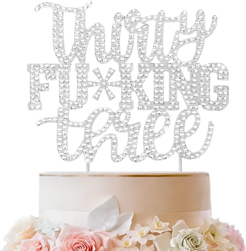 Miniatura 40 de LINGTEER Veintiún divertidos adornos dorados para tartas con diamantes de imitación – Saludos a los 21 años de edad, decoración de centros de mesa