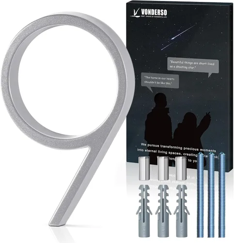 Miniatura 15 de VONDERSO Números flotantes de casa de 5 pulgadas para exteriores, números de dirección modernos de metal antioxidante (3), números de buzón Negro 3