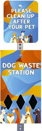 ZERO WASTE USA NUEVA 2026 DISPENSE-ART™ Estación de basura para perros de aluminio con impresión UV de 7 pies - Sin bote de basura - 25% más de