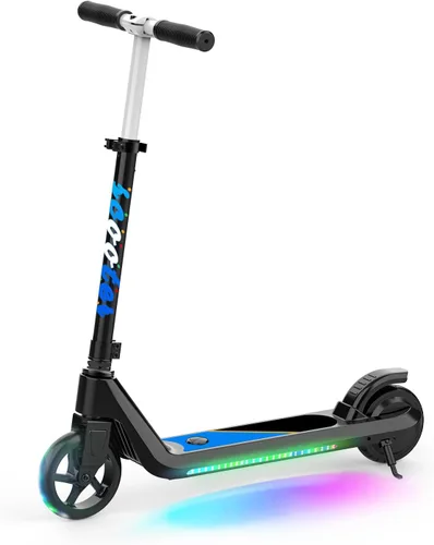LINGTENG Patinete Eléctrico para Niños de 6 a 10 Años, Patinete de Impulso con Arranque por Patada con Velocidad y Altura Ajustables, Rueda Luminosa