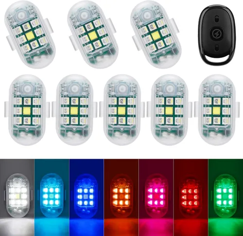 SEISSO 8-Pack de luces estroboscópicas LED inalámbricas con control remoto anticolisión, carga USB, luces de advertencia de peligro, kit de luces