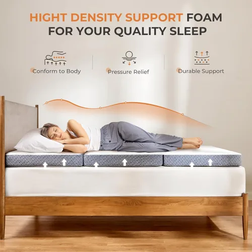 Miniatura 2 de Sweetnight Cubrecolchón plegable de 4 pulgadas con una funda plegable y lavable, de firmeza media con diseño antideslizante, adecuado para viajes
