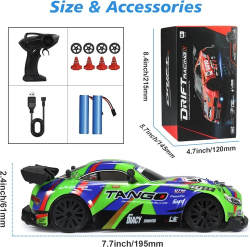Miniatura 2 de Coche RC Drift para Coche de Juguete Eléctrico Juguetes de Coches de Carreras de Hobby con Controlador, 1:24 4WD Alta Velocidad Coches RC Drift