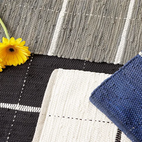 Miniatura 6 de DII Modern Farmhouse - Alfombra Chindi de algodón, 26 x 40 pulgadas, color negro y crema
