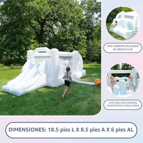 Miniatura 5 de Bounceland Obstacle Dream Bouncer Combo Slides, 18.5 pies x 8.5 pies x 6 pies de alto, soplador de aire incluido con GFCI, toboganes dobles, carrera