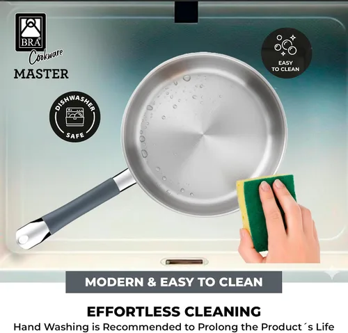 Miniatura 6 de BRA COOKWARE Master - Sartén profesional de 9.5 pulgadas, sartén de acero inoxidable, compatible con todas las estufas, sartén de inducción