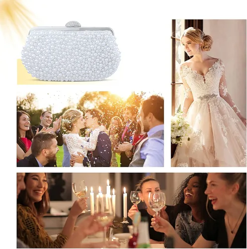 Miniatura 7 de TOPFIVE - Bolso de mano con cuentas de perlas para mujer para boda fiesta cóctel fiesta