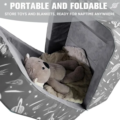 Miniatura 6 de JOYWOO Cama de suelo para niños pequeños, cama de viaje para niños de 3 a 6 años, camas plegables portátiles para niños pequeños, para el hogar