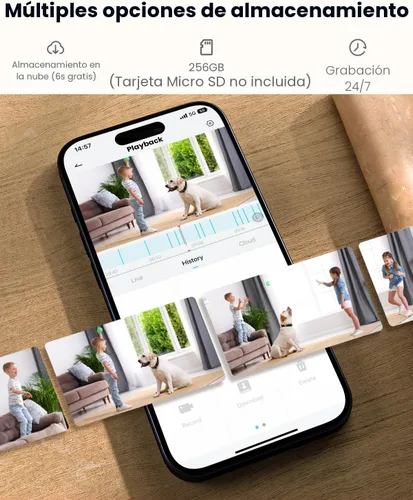 Miniatura 8 de ieGeek - Cámara de seguridad para interiores de 2K, cámaras WiFi 5G/2.4G para mascotas para seguridad del hogar, cámara para perros de 360°
