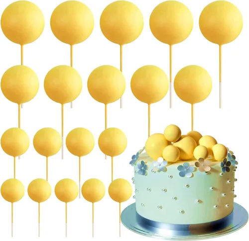 Miniatura 12 de ASTARON 20 piezas de decoración de bolas para pastel, mini globos, decoración de pastel con palos, bolas de pastel plateadas para graduación, boda