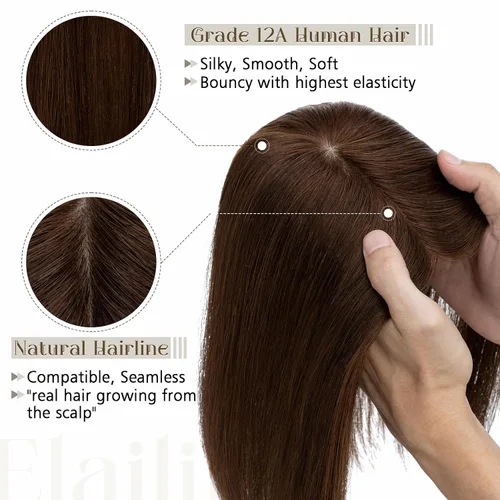 Miniatura 3 de Elailite Toppers para el cabello para mujer, cabello humano real, separación libre para adelgazar el cabello, piezas de cabello para pérdida