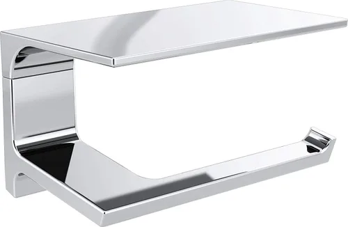 DELTA Soporte de papel higiénico pivotal con estante, cromo pulido, accesorios de baño, 79956 6.93 x 3.94 x 3.5 pulgadas