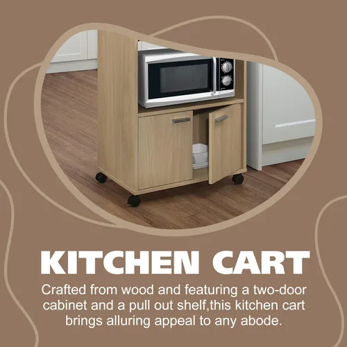 Miniatura 5 de Kings Brand Furniture Byron - Armario de microondas con almacenamiento y estante superior extraíble, carrito de almacenamiento de cocina de 2