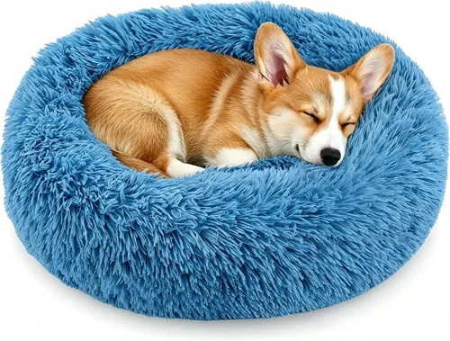 Miniatura 18 de Calming Donut Dog and Cat Bed for Indoor Cats, Anti-Anxiety Round Fluffy Soft Washable Small Pet Bed for Puppy and Kitten, Warming Comfortable