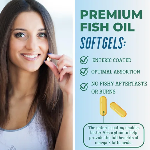 Miniatura 3 de grow vitamin Aceite de pescado OmegaVita: 800 mg EPA 600 mg DHA Omega 3 Suplemento para el corazón, cerebro e inmunológico, suplemento de aceite