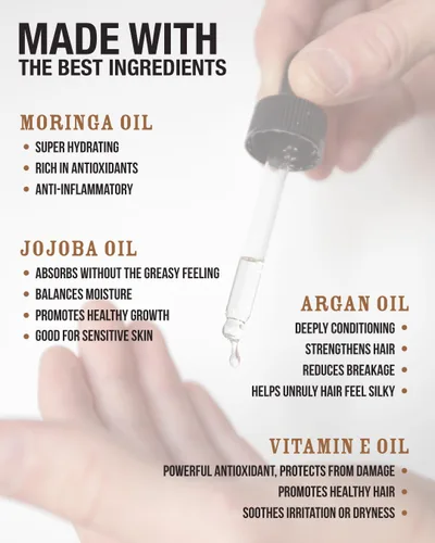 Miniatura 3 de Aceite para barba (Butch: Birchwood, Oud y Lemongrass) Made in USA with moringa, argan, and jojoba oils. Moisturizes & nourishes dry, flaky skin