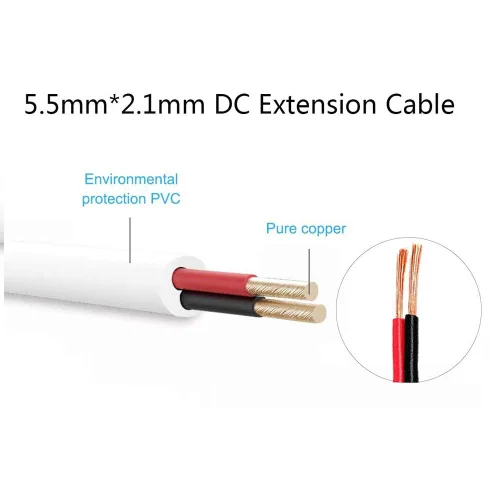 Miniatura 4 de 4pcs 6.6 ft/6.56Feet DC Cable de extensión de 12V DC adaptador de alimentación Cable de extensión de enchufe 0.217 in x 0.083 in macho a hembra