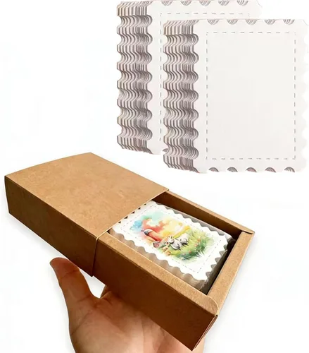 Tarjetas creativas de papel de acuarela, pulpa de algodón de 10.58 oz/m², grano fino y bordes de cubierta, 50 tarjetas comerciales de artistas de 2