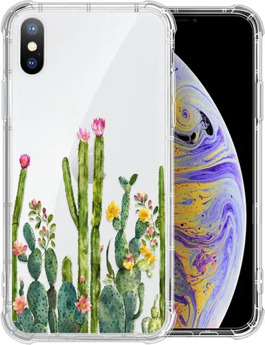 Funda compatible con iPhone XR, TPU suave, transparente, a prueba de golpes, funda protectora transparente para iPhone XR, cactus