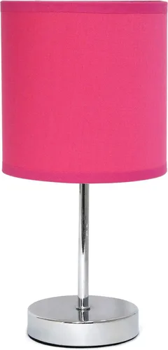 Miniatura 20 de Simple Designs LT2007-HPK-LB Lámpara de mesa básica cromada para sala de estar, mesita de noche, escritorio, encimera, rosa intenso, con bombilla