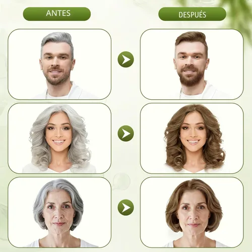 Miniatura 5 de Champú de tinte para el cabello castaño claro, 100 % cobertura de canas, champú para mujeres y hombres, sin amoníaco y sin parabenos con hierbas
