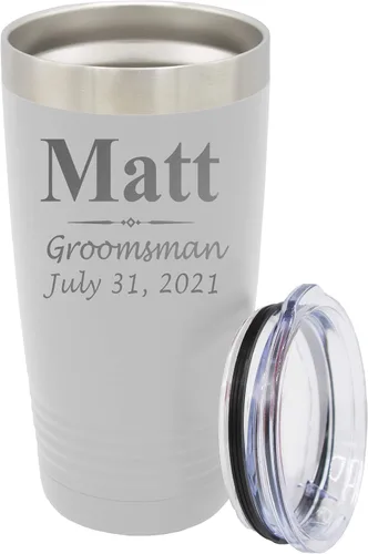 Miniatura 30 de Vaso de padrinos de boda grabado personalizado, taza de acero inoxidable aislada personalizada para padrino de boda, despedida de soltero, boda