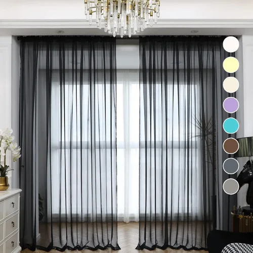 Miniatura 12 de ABCHOME Cortinas traslúcidas blancas de 63 pulgadas de largo, cortinas traslúcidas para ventana, 2 paneles, cortinas traslúcidas para dormitorio